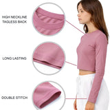 Lilax Girls' Long Sleeve Crop Top – Soft Cotton, 4-Way Stretch, Breathable Everyday Tee