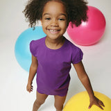 Girls' Basic Cotton T-Shirt  Short Puff Sleeve Crewneck / Toddler