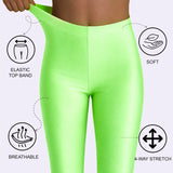 Girls Shiny High Waisted Leggings – Dance & Gymnastics Stretch Tights