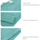 Lilax Girls' Basic Long Sleeve Round Neck Cotton T-Shirt