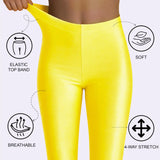 Girls Shiny High Waisted Leggings – Dance & Gymnastics Stretch Tights