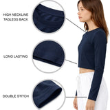 Lilax Girls' Long Sleeve Crop Top – Soft Cotton, 4-Way Stretch, Breathable Everyday Tee