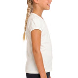 Girls' Basic Short Puff Sleeve Round Neck Cotton T-Shirt