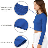Lilax Girls' Long Sleeve Crop Top – Soft Cotton, 4-Way Stretch, Breathable Everyday Tee