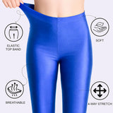 Girls Shiny High Waisted Leggings – Dance & Gymnastics Stretch Tights