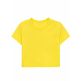 Girls Short Sleeve Crewneck Crop Top Tee