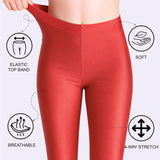 Girls Shiny High Waisted Leggings – Dance & Gymnastics Stretch Tights