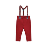 Boys Cotton Patterned Suspender Pant Set
