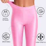 Girls Shiny High Waisted Leggings – Dance & Gymnastics Stretch Tights