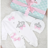 Newborn Baby 3-Piece Cotton Jeweled Layette Set