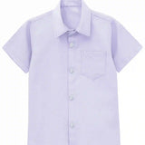 Boys' Button Down Shirt Solid Short Sleeve Classic Solid Oxford Dress Shirt