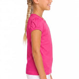 Girls' Basic Short Puff Sleeve Round Neck Cotton T-Shirt