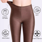 Girls Shiny High Waisted Leggings – Dance & Gymnastics Stretch Tights