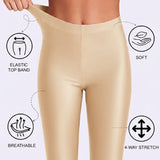 Girls Shiny High Waisted Leggings – Dance & Gymnastics Stretch Tights