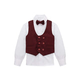Little & Youth Boys Suit Set - Formal Suit Vest, White Dress Shirt, Dress Pants, and Bowtie - 4-Piece