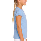 Girls' Basic Short Puff Sleeve Round Neck Cotton T-Shirt
