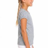 Girls' Basic Short Puff Sleeve Round Neck Cotton T-Shirt
