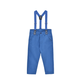 Boys Cotton Plaid Suspender Pant Set