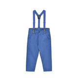 Boys Cotton Plaid Suspender Pant Set