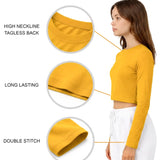 Lilax Girls' Long Sleeve Crop Top – Soft Cotton, 4-Way Stretch, Breathable Everyday Tee