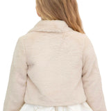Girls Faux Fur Shrug Jacket Tied Ribbon Cozy Bolero