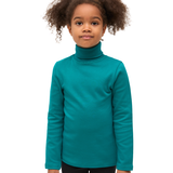 Little Girls Cotton Long Sleeve Basic Turtleneck T-Shirt