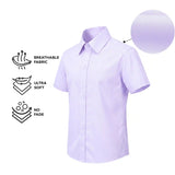Lilax Boys Classic Short Sleeve Button Down Casual Solid Dress Shirt