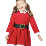 Girls Christmas Santa Sparkle Hood Red Dress