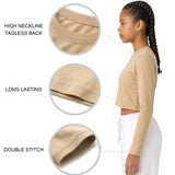 Lilax Girls' Long Sleeve Crop Top – Soft Cotton, 4-Way Stretch, Breathable Everyday Tee