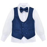 Toddler & Youth Boys 4 Piece Formal Suit Set V-Neck Vest White Dress Shirt Dress Pants and Bowtie 1-5 Years