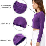Lilax Girls' Long Sleeve Crop Top – Soft Cotton, 4-Way Stretch, Breathable Everyday Tee