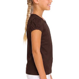 Girls' Basic Short Puff Sleeve Round Neck Cotton T-Shirt