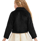 Girls Faux Fur Bolero Oversized Collar Jacket