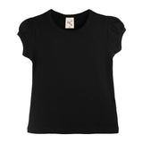 Girls' Basic Short Puff Sleeve Round Neck Cotton T-Shirt