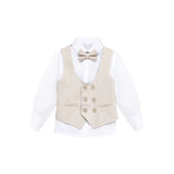 Boys 4-Piece Slim Fit Textured Suit Set