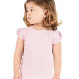 Girls' Basic Cotton T-Shirt  Short Puff Sleeve Crewneck / Toddler