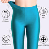 Girls Shiny High Waisted Leggings – Dance & Gymnastics Stretch Tights