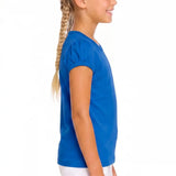 Girls' Basic Short Puff Sleeve Round Neck Cotton T-Shirt
