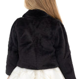 Girls Faux Fur Shrug Jacket Tied Ribbon Cozy Bolero