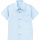 Boys' Button Down Shirt Solid Short Sleeve Classic Solid Oxford Dress Shirt