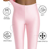 Girls Shiny High Waisted Leggings – Dance & Gymnastics Stretch Tights