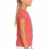 Girls' Basic Short Puff Sleeve Round Neck Cotton T-Shirt