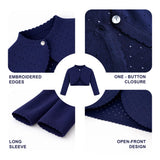 Baby Girls' Long Sleeve Knit One Button Closure Bolero Shrug