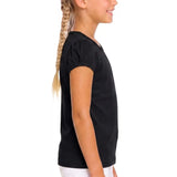 Girls' Basic Short Puff Sleeve Round Neck Cotton T-Shirt