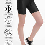 Lilax Girls Athletic Shorts with Pocket High Waisted Biker Shorts for Dance Yoga Gymnastics