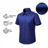 Lilax Boys Classic Short Sleeve Button Down Casual Solid Dress Shirt