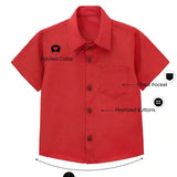 Boys' Button Down Shirt Solid Short Sleeve Classic Solid Oxford Dress Shirt