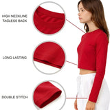 Lilax Girls' Long Sleeve Crop Top – Soft Cotton, 4-Way Stretch, Breathable Everyday Tee