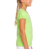 Girls' Basic Short Puff Sleeve Round Neck Cotton T-Shirt