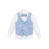 Boys 4-Piece Slim Fit Textured Suit Set With Notched Lapels